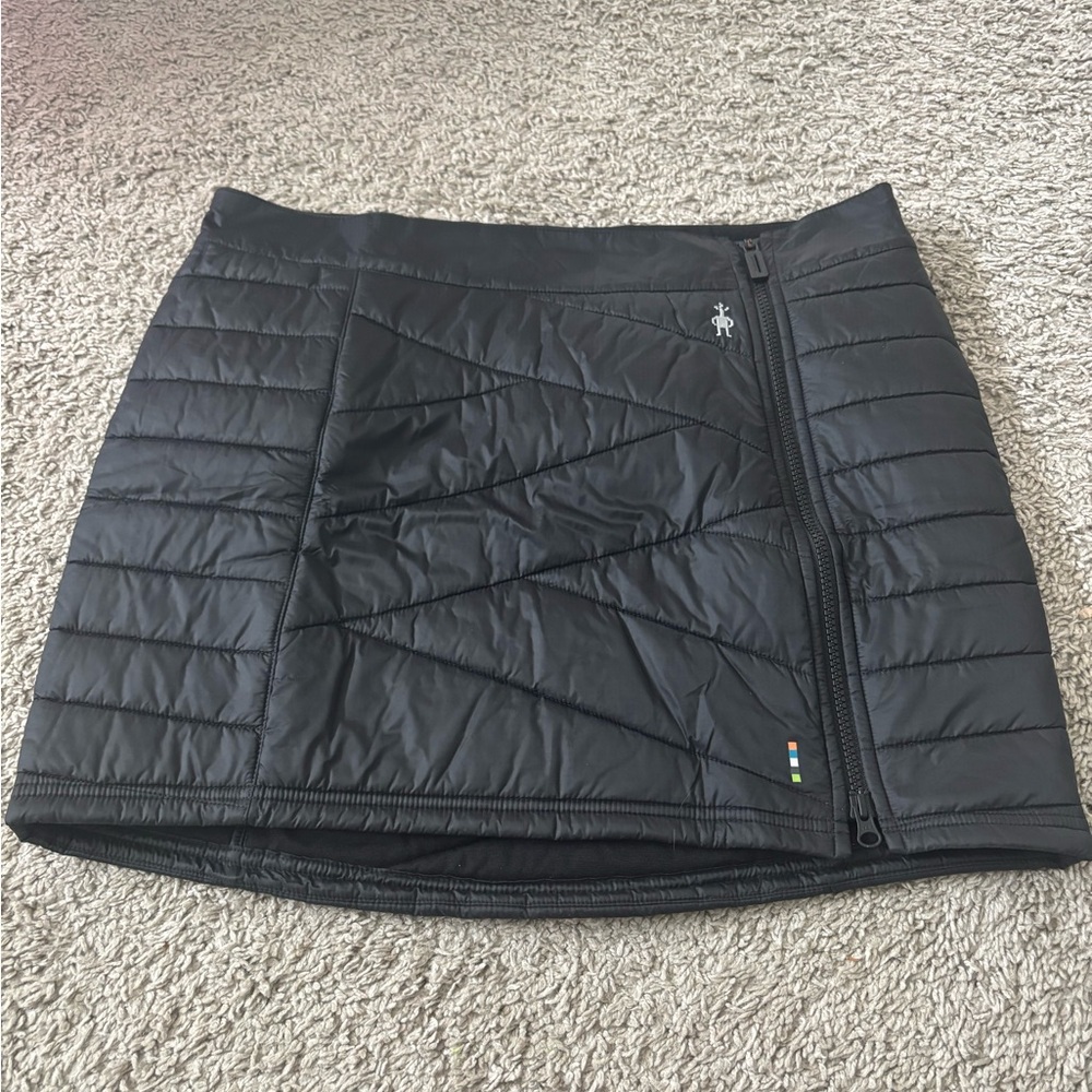Smartwool women’s quilted skirt black large full zip wool blend insulated NWT